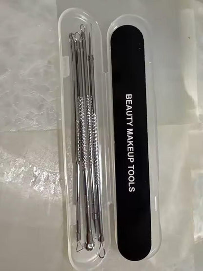 4pcs Set of Tools Spot Extractor Pore Cleansing Needle Hook Kit